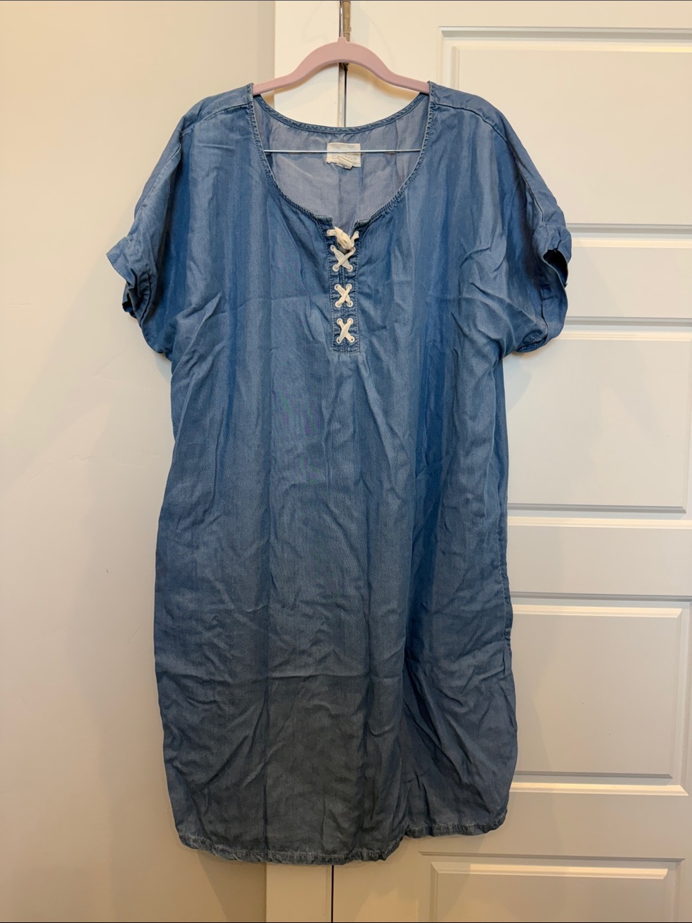 Caslon silky shine light blue lace-up mini dress